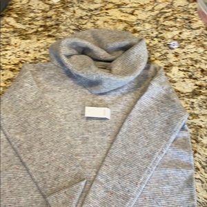 Grey robbed cowl neck sweater